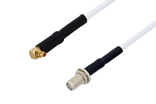 MMCX Plug Right Angle to SMA Female Bulkhead Cable Using RG188-DS Coax with HeatShrink