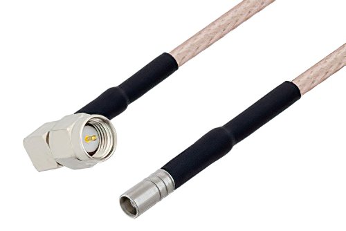 MCX Jack to SMA Male Right Angle Cable Using RG316-DS Coax with HeatShrink, LF Solder