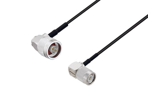 N Male Right Angle To Tnc Male Right Angle Low Loss Cable Using Lmr 100 Coax With Heatshrink 0367