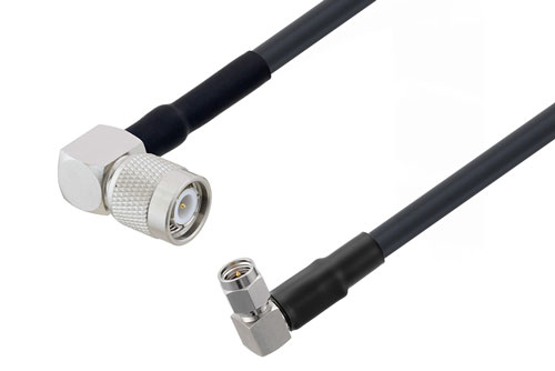 Sma Male Right Angle To Tnc Male Right Angle Low Loss Cable Using Lmr 240 Uf Coax With Heatshrink 3752