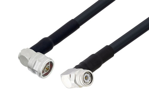 N Male Right Angle To Tnc Male Right Angle Low Loss Cable Using Lmr 400 Coax With Heatshrink And 6881