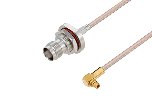 TNC Female Bulkhead to MMCX Plug Right Angle Cable Using RG316 Coax