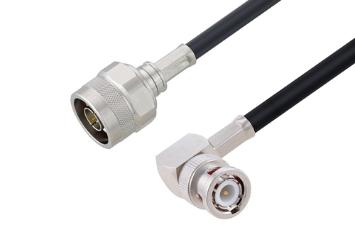 N Male To Bnc Male Right Angle Low Loss Cable Using Lmr 240 Uf Coax With Heatshrink 1252