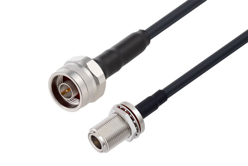 N Male To N Female Bulkhead Low Loss Cable Using Lmr 240 Uf Coax With Times Microwave Components