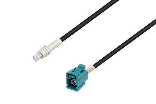 Water Blue FAKRA Jack to MCX Plug Low Loss Cable 100 cm Length Using LMR-100 Coax