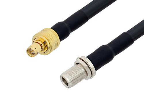 SMA Male to N Female Bulkhead Cable Using LMR-400-UF Coax with HeatShrink, LF Solder