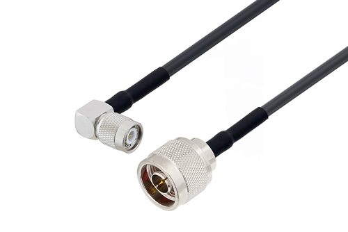 Tnc Male Right Angle To N Male Low Loss Cable Using Lmr 240 Uf Coax With Heatshrink 6750