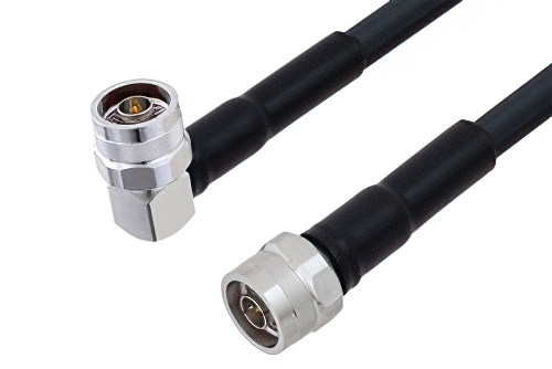 N Male Right Angle to N Male Cable Using LMR-400 Coax with Double HeatShrink