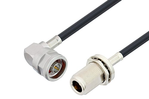 N Male Right Angle to N Female Bulkhead Cable Using LMR-240-UF Coax