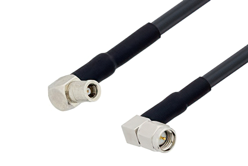 SMB Plug Right Angle to SMA Male Right Angle Cable Using LMR-195 Coax with HeatShrink