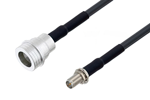 QN Male to Reverse Polarity SMA Female Bulkhead Cable Using LMR-195 Coax with HeatShrink