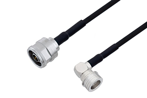 N Male to QN Male Right Angle Cable Using RG223 Coax with HeatShrink, LF Solder