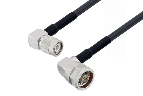 Tnc Male Right Angle To N Male Right Angle Low Loss Cable Using Lmr 240 Uf Coax With Heatshrink 9605