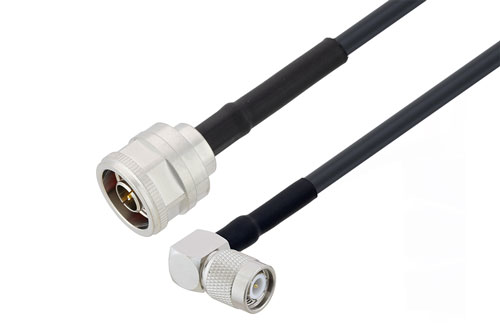 N Male To Tnc Male Right Angle Low Loss Cable Using Lmr 240 Uf Coax With Heatshrink 3639