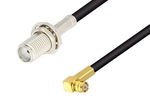 Push On Smp Female Right Angle To Sma Female Bulkhead Low Loss Cable Using Lmr 100 Coax 3799