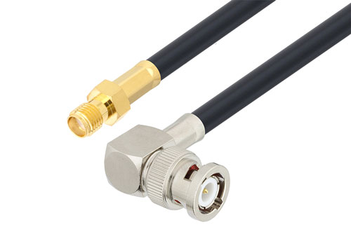 Sma Female To Bnc Male Right Angle Low Loss Cable 300 Inch Length Using Lmr 240 Uf Coax 8052