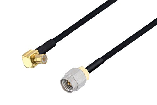 MCX Plug Right Angle to SMA Male Cable Using PE-SR405FLJ Coax