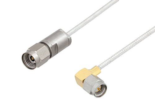 2.4mm Male to SMA Male Right Angle Cable Using PE-SR405FL Coax