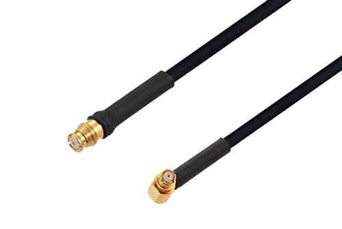 Push-On SMP Female to SMP Female Right Angle Cable Using PE-SR405FLJ Coax