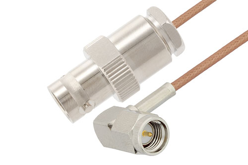 Bnc Female To Sma Male Right Angle Cable Using Rg178 Coax