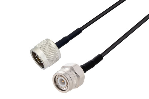 N Male To Tnc Male Low Loss Cable 24 Inch Length Using Lmr 100 Coax With Heatshrink 6786