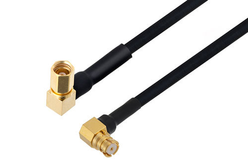 SSMC Plug Right Angle to SMP Female Right Angle Cable Using PE-SR405FLJ Coax