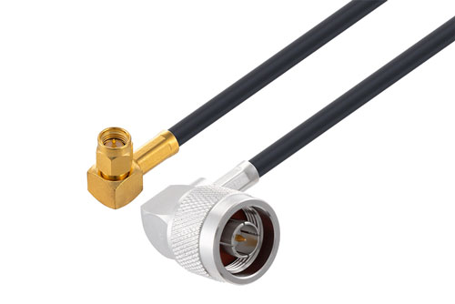 Fire Rated Sma Male Right Angle To N Male Right Angle Low Loss Cable Using Lmr 200 Fr Coax 7647