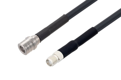QMA Male to SMA Female Low Loss Cable Using LMR-195-UF Coax with HeatShrink in 12 Inch