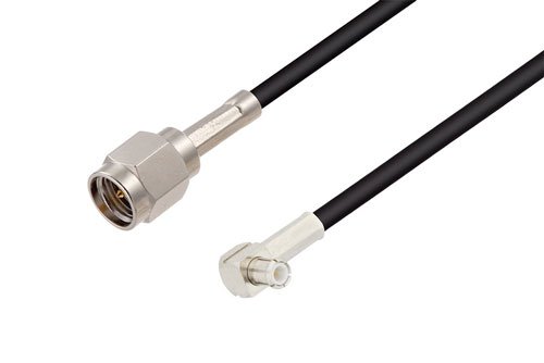 SMA Male to MCX Plug Right Angle Low Loss Cable Using LMR-100A-UF Coax in 12 Inch