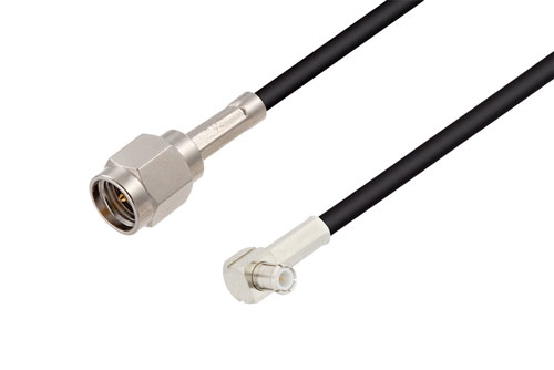 SMA Male to MCX Plug Right Angle Low Loss Cable Using LMR-100A-UF Coax