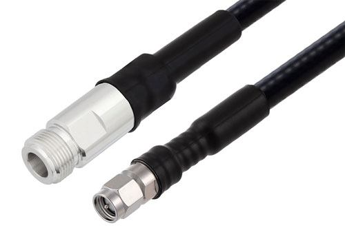 N Female to SMA Male Low PIM Cable Using 1/4 inch Superflexible Coax in 12 Inch