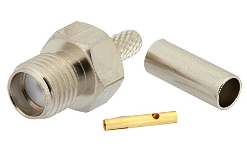 SMA Female Connector Crimp/Solder Attachment for RG174, RG316, RG188, .100 inch, PE-B100, PE-C100, LMR-100