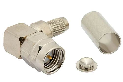 RT SMA Male Right Angle Connector Crimp/Solder Attachment for RG55, RG141, RG142, RG223, RG400