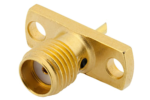 SMA Female Connector Solder Attachment 2 Hole Flange Mount