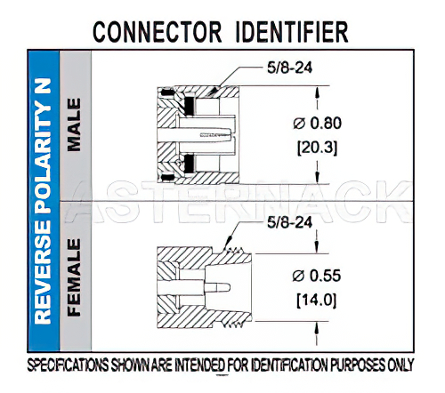 RP N Female Connector Crimp/Solder Attachment for RG214, RG9, RG225, RG393