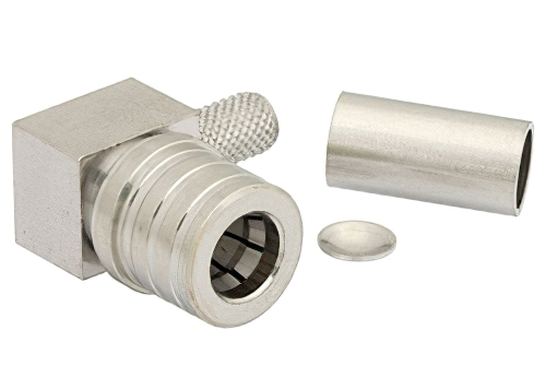 QMA Male Right Angle Connector Crimp/Solder Attachment For RG55, RG142, RG223, RG400