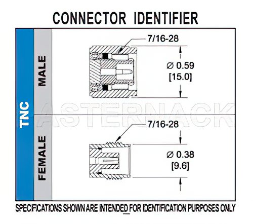 TNC Female Connector Crimp/Solder Attachment for PE-C240, RG8X, 0.240 inch, LMR-240, LMR-240-DB, LMR-240-UF, B7808A