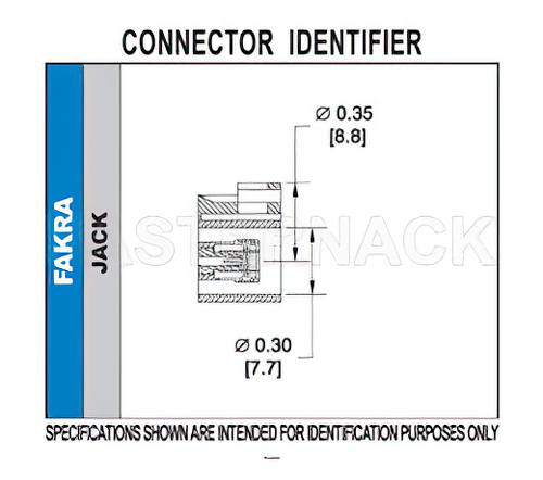 FAKRA Jack Right Angle Connector Crimp/Solder Attachment for RG174, RG316, RG188, .100 inch, PE-B100, PE-C100, LMR-100, Beige Color