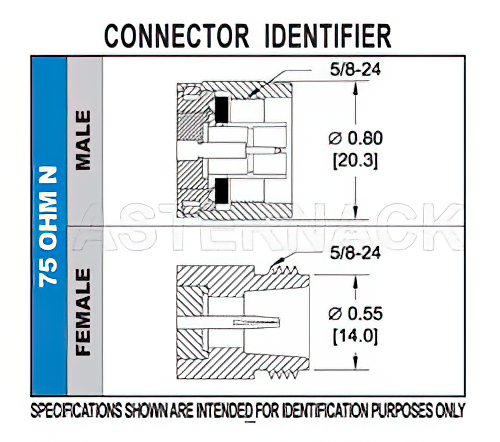 75 Ohm N Male Right Angle Connector Clamp/Solder Attachment for RG11, RG144, RG216