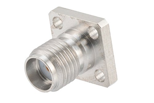 SMA Female Field Replaceable Connector 4 Hole Flange Mount 0.009 inch Pin, .250 inch Hole Spacing with Metal Contact Ring