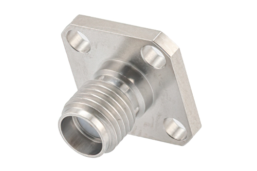 SMA Female Field Replaceable Connector 4 Hole Flange Mount 0.036 inch Pin, .340 inch Hole Spacing with Metal Contact Ring