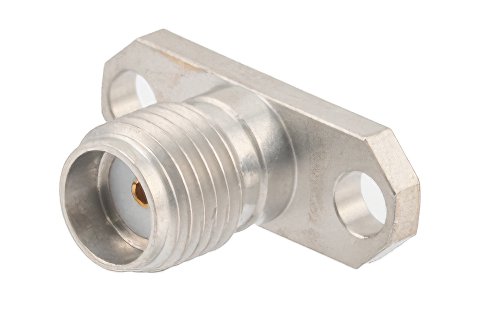 SMA Female Field Replaceable Connector 2 Hole Flange Mount 0.012 inch Pin, .481 inch Hole Spacing, with Metal Contact Ring