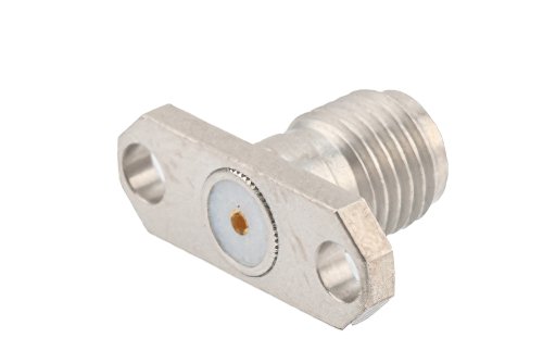 SMA Female Field Replaceable Connector 2 Hole Flange Mount 0.036 inch Pin, .481 inch Hole Spacing, with Metal Contact Ring