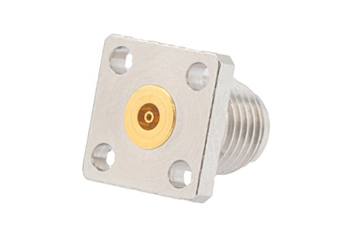 2.92mm Female Field Replaceable Connector 4 Hole Flange Mount 0.02 inch Pin, .250 inch Hole Spacing with Metal Contact Ring