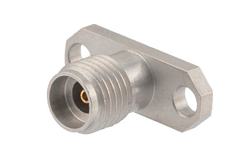 2.92mm Female Field Replaceable Connector 2 Hole Flange Mount 0.009 inch Pin, .481 inch Hole Spacing, with Metal Contact Ring