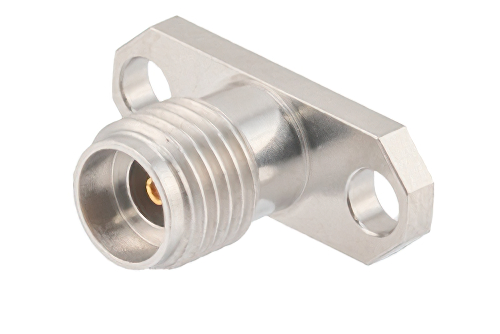 2.92mm Female Field Replaceable Connector 2 Hole Flange Mount 0.012 inch Pin, .481 inch Hole Spacing, with Metal Contact Ring