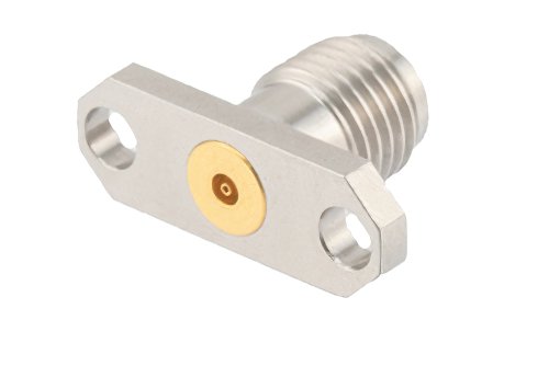 2.92mm Female Field Replaceable Connector 2 Hole Flange Mount 0.015 inch Pin, .481 inch Hole Spacing, with Metal Contact Ring