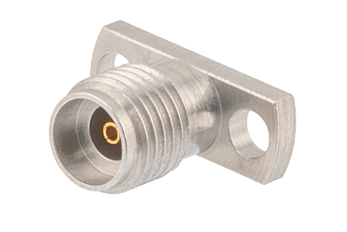 2.92mm Female Field Replaceable Connector 2 Hole Flange Mount 0.02 inch Pin, .355 inch Hole Spacing with Metal Contact Ring