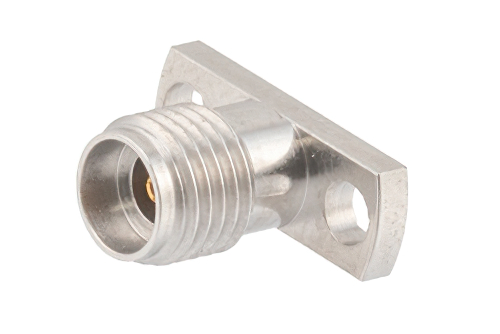 2.92mm Female Field Replaceable Connector 2 Hole Flange Mount 0.012 inch Pin, .400 inch Hole Spacing with Metal Contact Ring