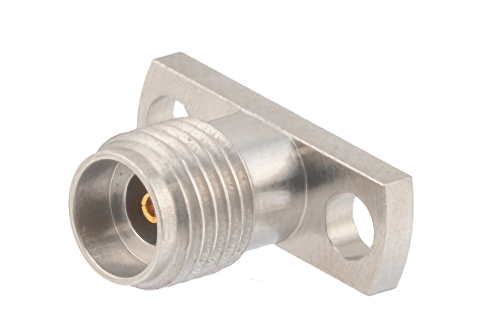 2.92mm Female Field Replaceable Connector 2 Hole Flange Mount 0.015 inch Pin, .400 inch Hole Spacing with Metal Contact Ring